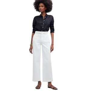 Madewell X Lisa Says Gah The perfect Wide Leg Crop Jeans Eyelet White 29 NWT